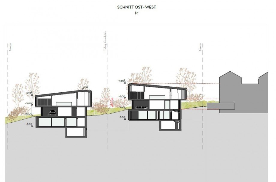 Schnitt Ost-West Villa Lindau (Bodensee)