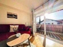Wohnzimmer Moderne 2-Zimmerwohnung in ruhiger Ortslage von 
 Oberstaufen im Allg�u mit S�d-Balkon u. TG-Stellpl.