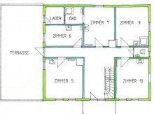 Grundriss 1. OG Einzigartiges Potential in Bestlage:
 Renovierungsbed�rftiges Mehrfamilienhaus 
 in Oberstaufen