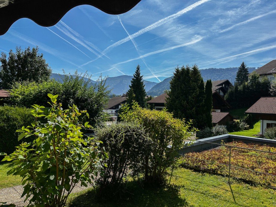 Ausblick von der Terrasse Erdgeschosswohnung Oberstaufen / Steibis