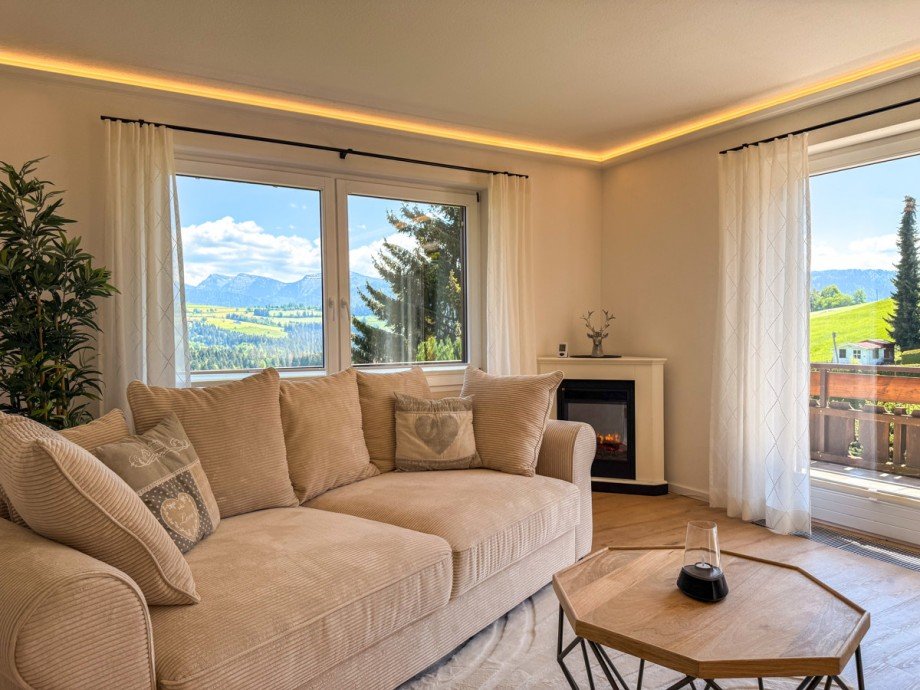 Ausblick Wohnzimmer Maisonettewohnung Oberreute