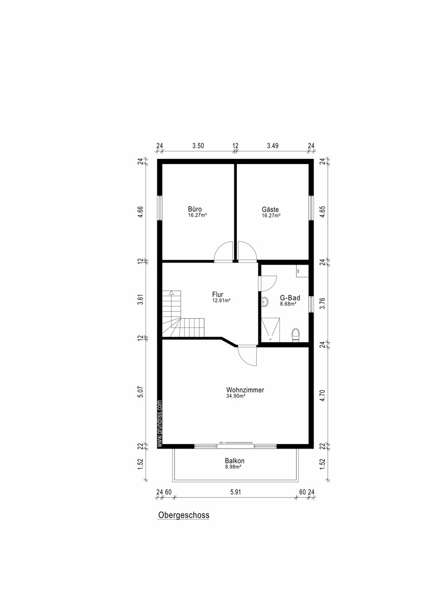 Grundriss OG Reihenmittelhaus Opfenbach