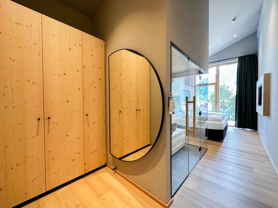 Schlafzimmer mit Sauna Maisonettewohnung Schruns