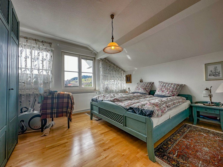 Schlafzimmer Dachgeschosswohnung Oberstaufen