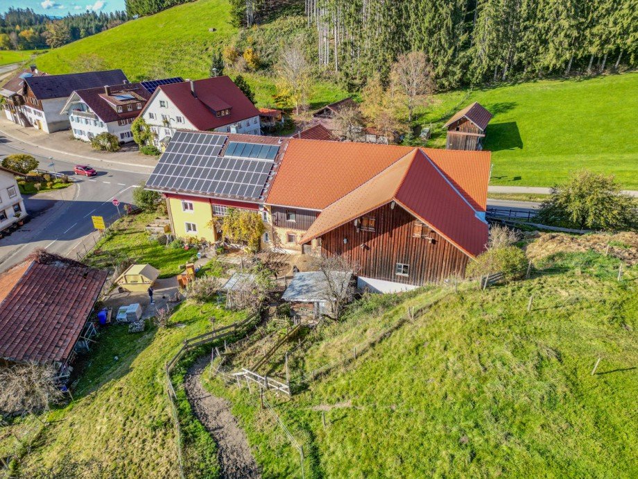 Luftansicht Bauernhaus Stiefenhofen