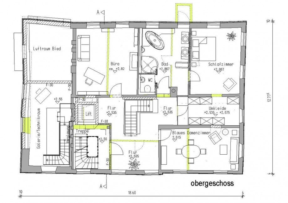 Obergeschoss M�hle Bauernhaus Oberg�nzburg