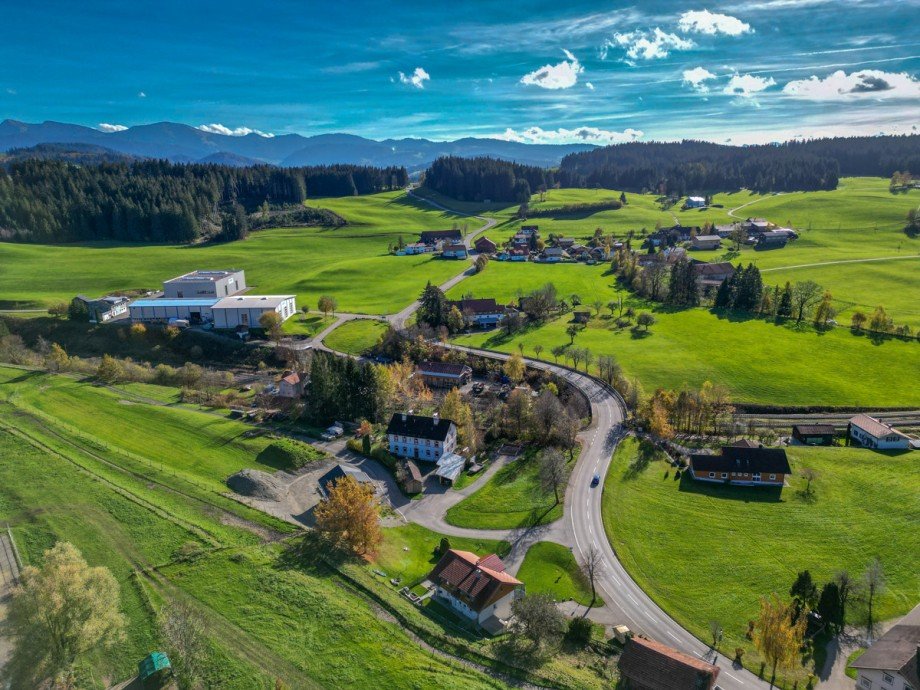 Aussicht Richtung Oberstaufen Bauernhaus Stiefenhofen