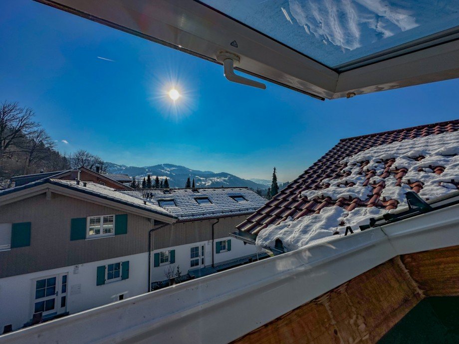 Ausblick Richtung Nagelflugkette Dachgeschosswohnung Oberstaufen