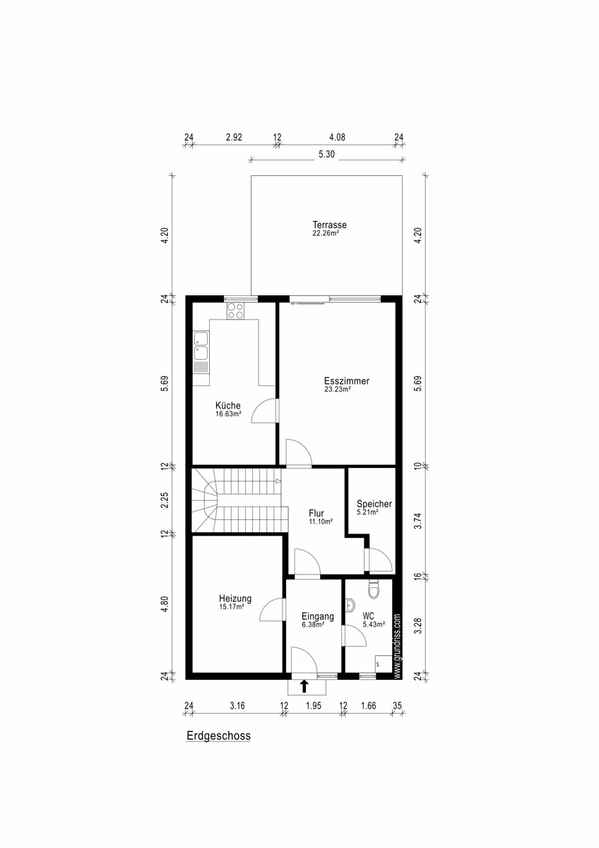 Grundriss EG Reihenmittelhaus Opfenbach
