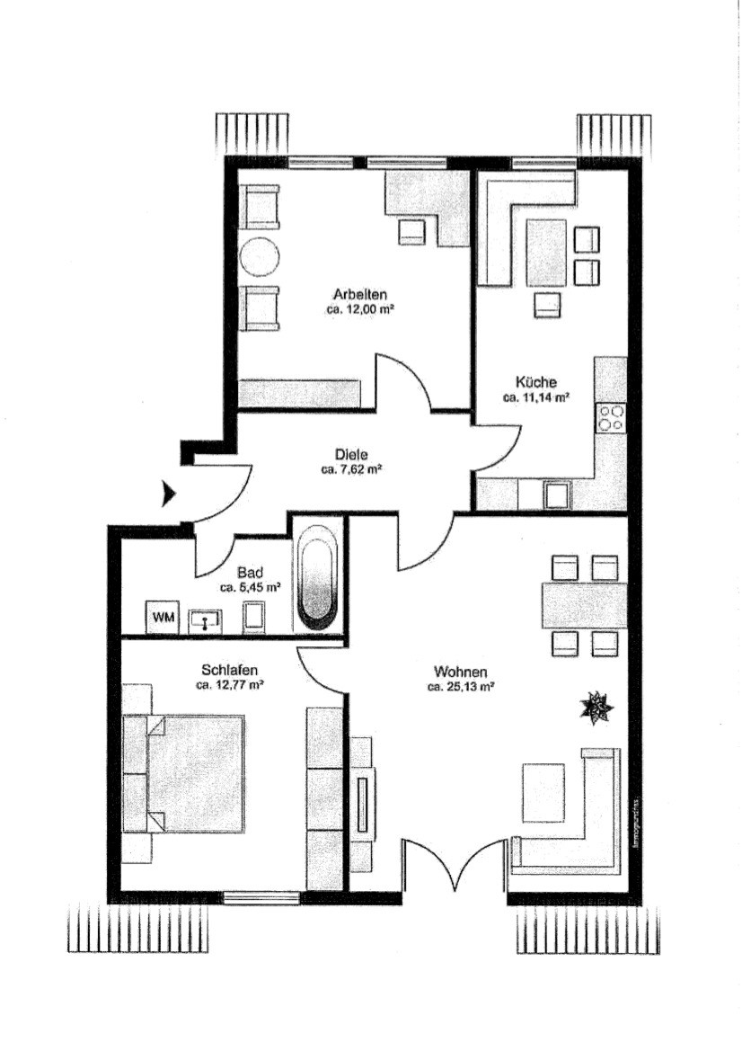 Grundriss 2. OG Maisonettewohnung Scheidegg