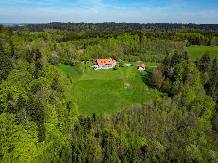 Vogelperspektive Grundst�ck Bauernhaus Isny im Allg�u