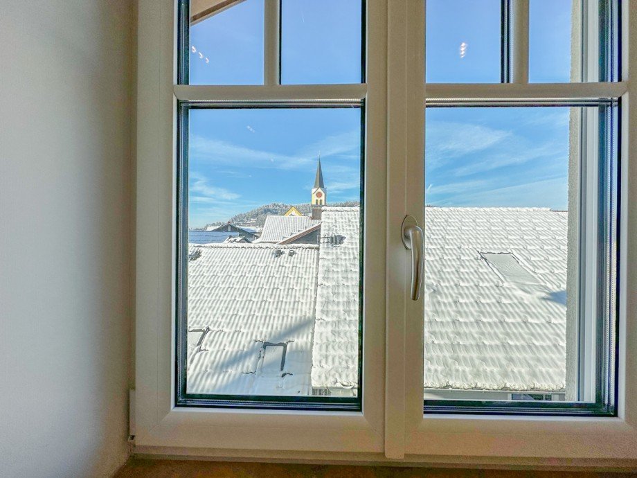 Ausblick vom Badezimmer Dachgeschosswohnung Oberstaufen