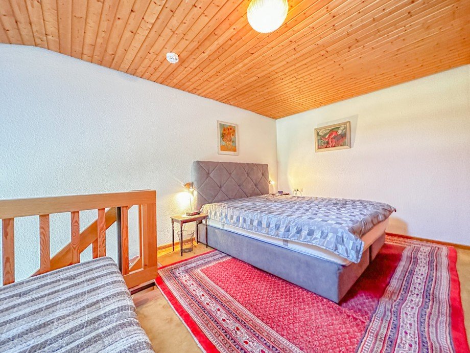 Schlafbereich auf der Galerie Maisonettewohnung Oberstaufen / Steibis
