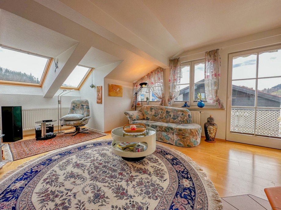 Wohnzimmer Dachgeschosswohnung Oberstaufen